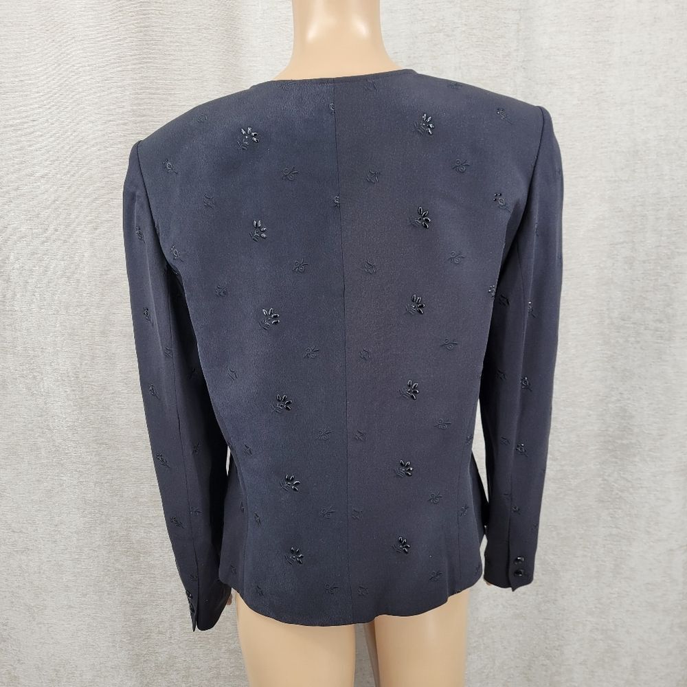 Preston & York Silk Black Embellished Women's Blazer Zipper Jacket - Picture 6 of 12